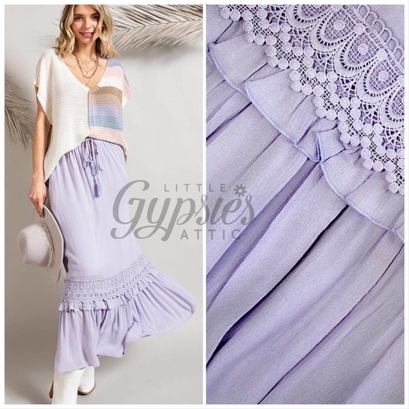 Lilac Tassel Belt Layered Hem Maxi Skirt - Picture 4 of 8